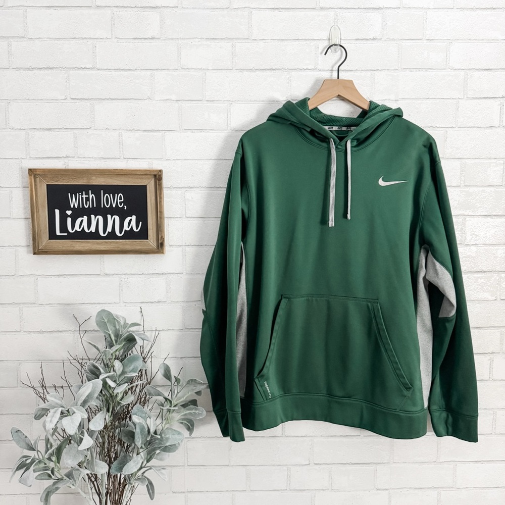 NIKE Men’s Therma-Fit Green & Grey Hoodie